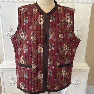 Natural Reflections Maroon Floral Quilted Vest